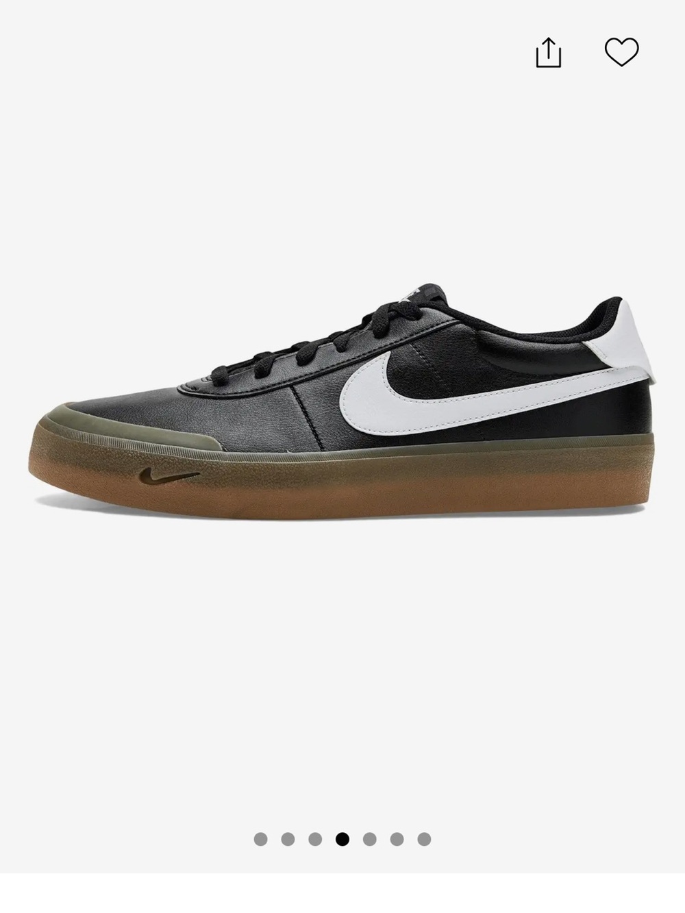 Nike Black Court Shot Leather Low-Top Sneakers with White Swoosh and Gum Sole